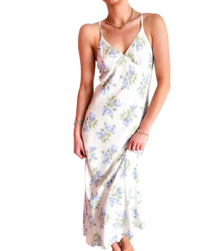 Women's Activewear Apparel Ethnic Cultural Event Wear Frolicking In Florals Midi Dress In White