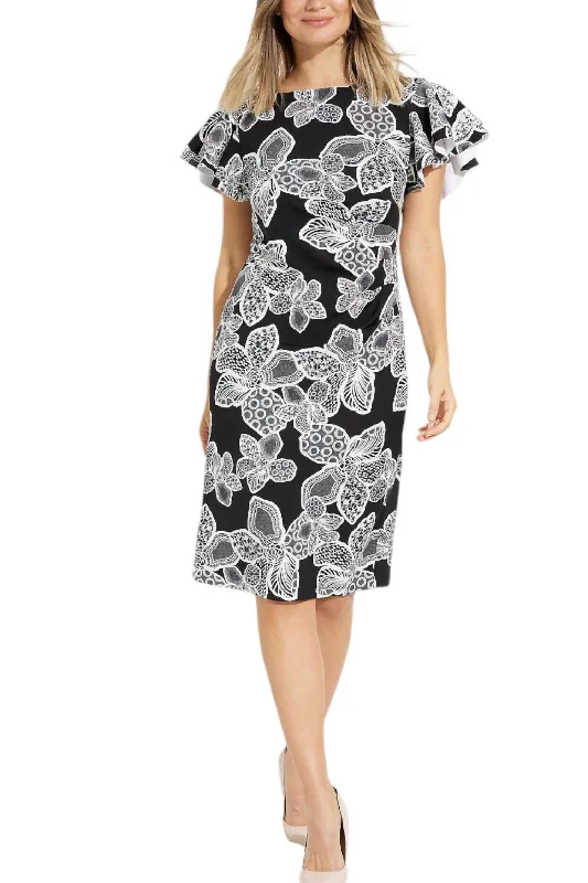 Women's Athletic Garments Great Prices on Feminine Styles Floral Print Sheath Dress In Black/multi