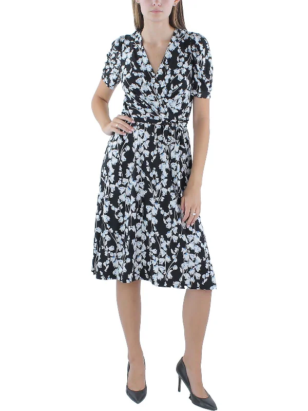 Women's Layered Outfit Feminine Charm Womens Cap Sleeves Floral Midi Dress