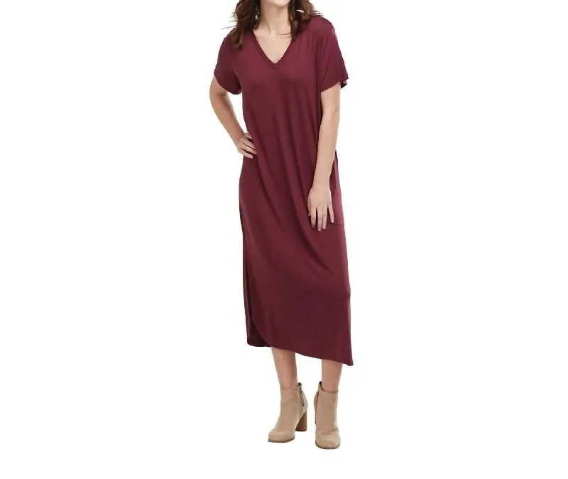 Casual Garments For Women Subtle Sophistication Jojo Midi Dress In Burgundy