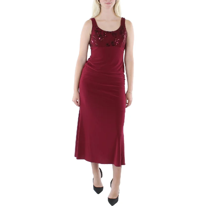 Comfortable Lounge Clothing Clearance Event Petites Womens Knit Sequined Midi Dress