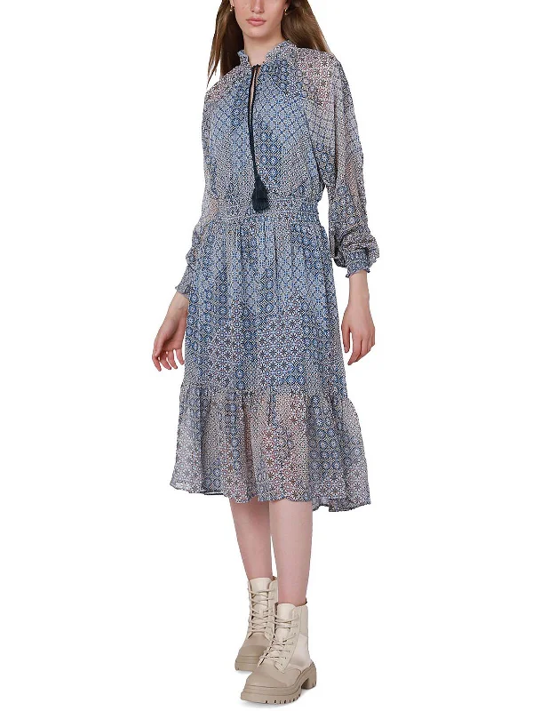 Women's Trendy Garments Lighten Up with Nordic Styles Womens Chiffon Printed Midi Dress