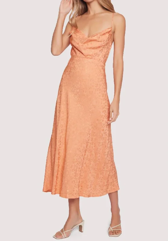 Affordable Fashion Clothing For Women Flash Sale Peach Midi Dress In Orange