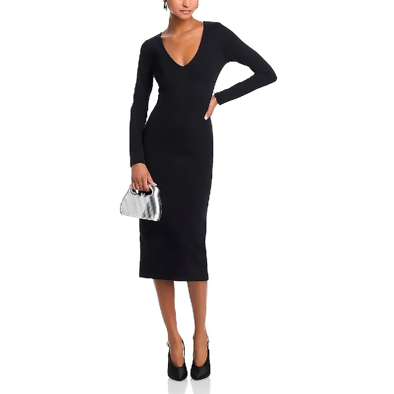 Women's High-Fashion Outfit Hollywood Glam Award - Show Style Womens V Neck Long Sleeve Midi Dress