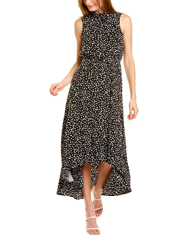 Comfortable Women's Clothing Lightweight Fabric KARL LAGERFELD Printed Mock Neck Maxi Dress