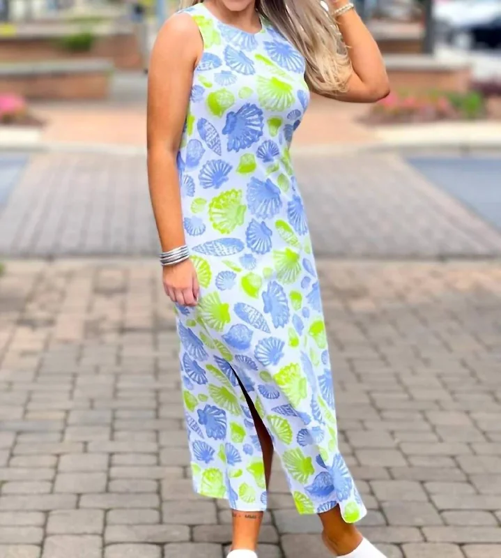 Women's Plus-Size Outfit Dreamy Aesthetic Maxi Dress In Blue/green/white