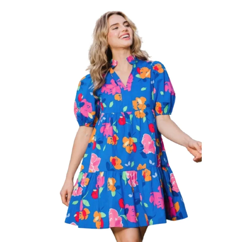 Women's Loungewear Clothes Artful Design Floral Printed Tiered Mini Dress