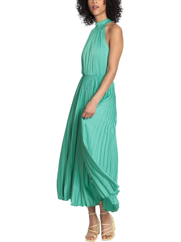 Women's Effortless Casual Outfit Dreamy Draping Womens Halter Mock Neck Midi Dress