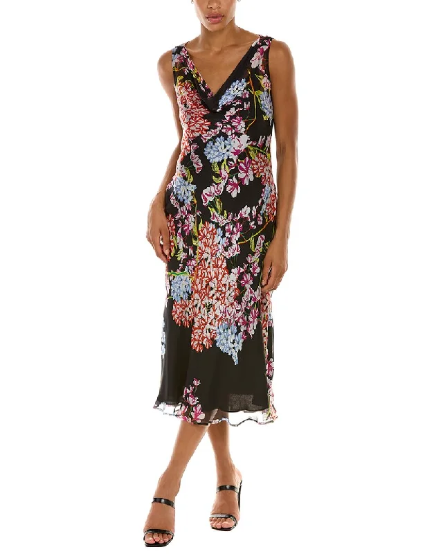 Women's High-Fashion Clothes Bold Silhouette Josie Natori Chikayo-Obi Silk Maxi Dress