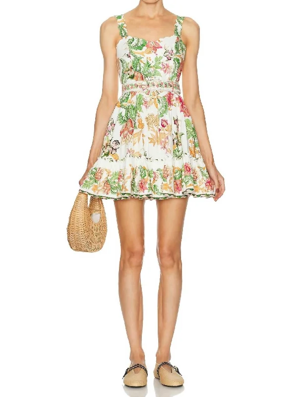 Stylish Women's Garments For Holidays Subtle Sophistication Pahi Belted Skater Mini Dress In Floral