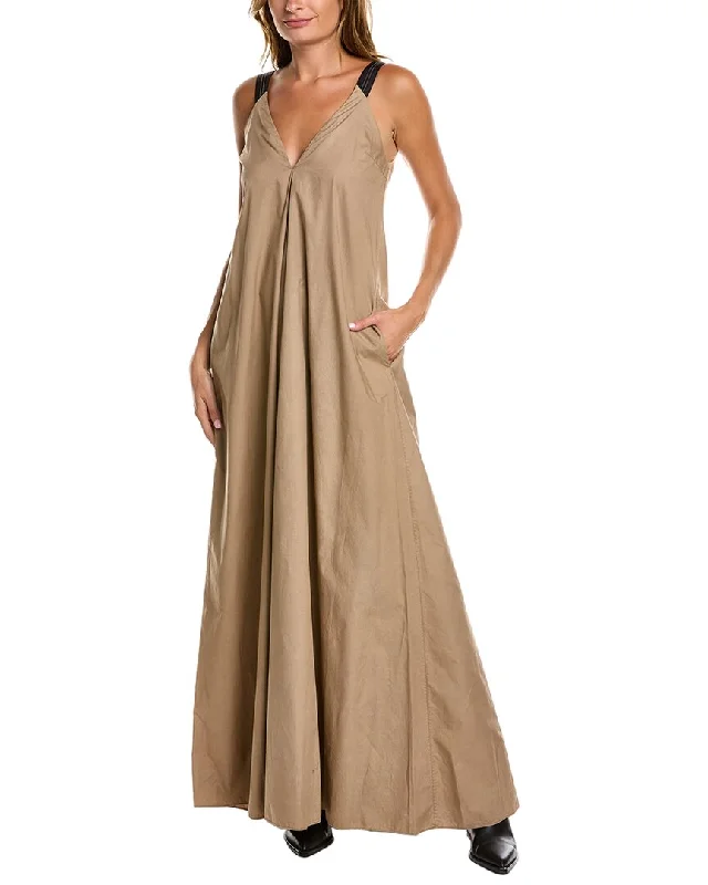 Women's Clothes Early Access to Art Deco Styles Sale Brunello Cucinelli Silk-Trim Maxi Dress