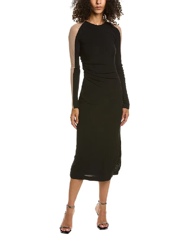 Women's Activewear Garments Celebrate with Big Savings Helmut Lang Sheer Shoulder Midi Dress