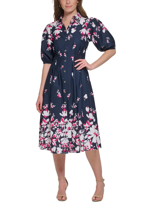 Women's Plus-Size Outfit Luxury Comfort Womens Cotton Floral Print Shirtdress