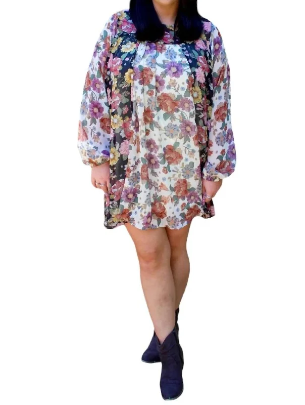 Women's Formal Event Outfit Everyday Glamour Face In The Crowd Floral Dress In Multi Color