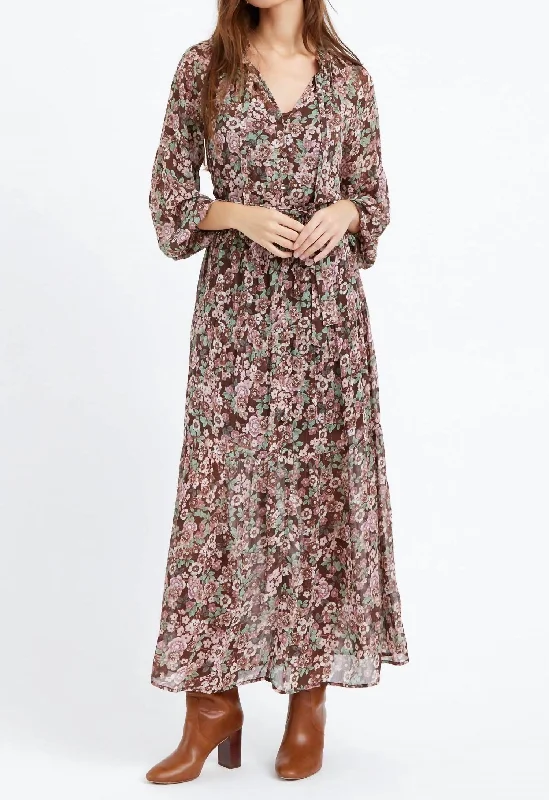 Women's Outfit For The Office Minimalist Chic Zoa Chiffon Maxi Dress With Slip In Mauve