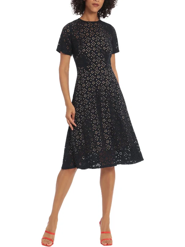 Formal Clothing For Women Casual Weekend Relaxed Style Womens Floral Laser Cut Midi Dress