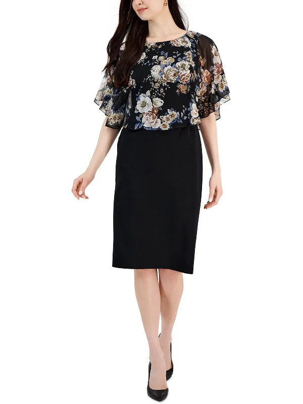 Women's Trendy Casual Clothes Dreamy Draping Womens Floral Printed Chiffon Sheath Dress