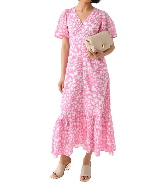 Affordable Luxury Women's Garments Fashion-Forward Style Olena Dress In Ikat Floral Fuchsia