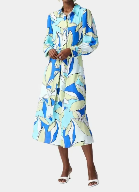 Stylish Women's Outerwear Apparel Weekend Special Satin Floral Print Shirt Dress In Vanilla Multi