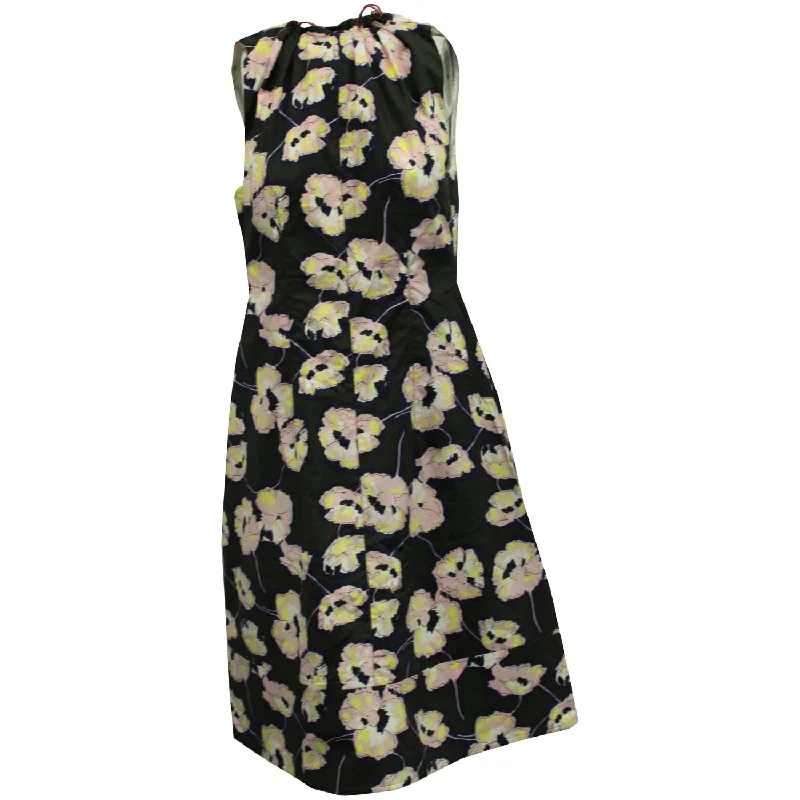 Formal Attire For Women Parisian Effortless Chic Style Marni Floral Print Midi Dress in Multicolor Cotton