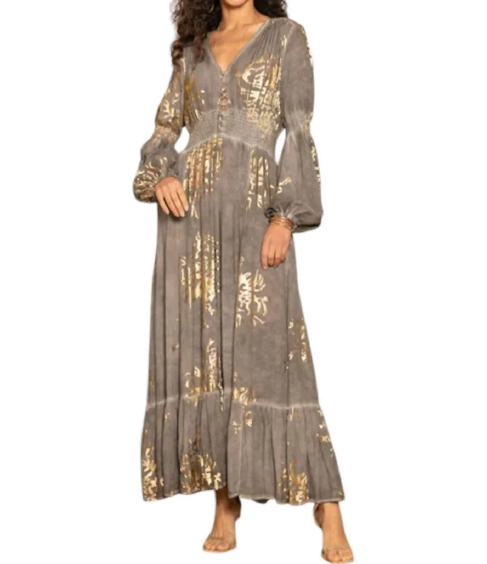 Women's Clothing Apparel Buy More, Save More Amphitrite Maxi Dress In Grey/gold