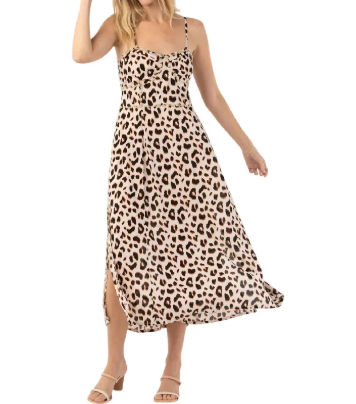 Elegant Women's Evening Garments Disco - Inspired Retro Dance Look Rio Maxi Dress In Leopard