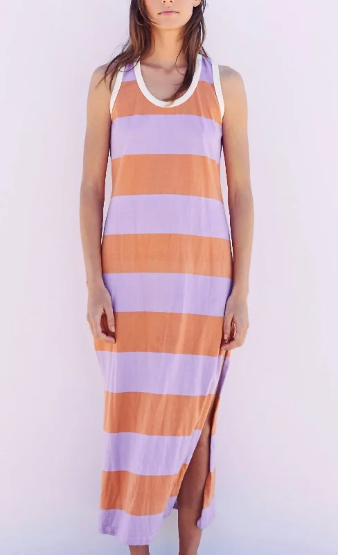 Women's Clothing Sets Last Chance Sale RUGBY STRIPE RACERBACK MAXI DRESS in Light Orchid Clay