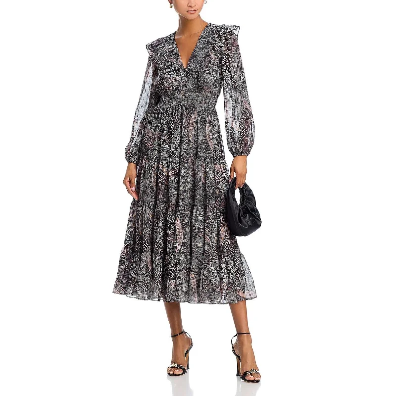 Women's Seasonal Attire Celebrate with Big Savings Womens Below Knee Printed Midi Dress