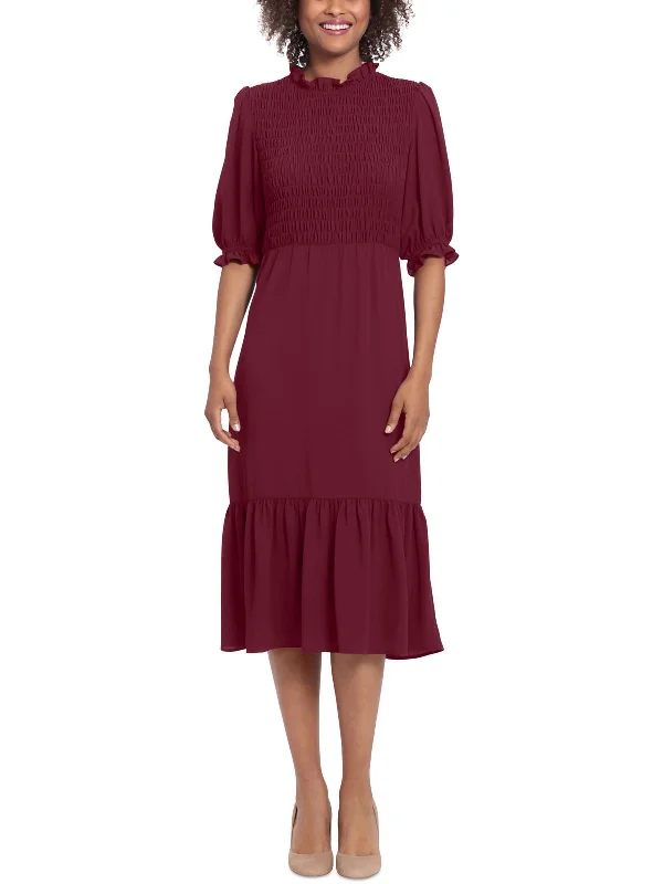 Women's Transitional Garments Soft Textures Womens Smocked Calf Midi Dress