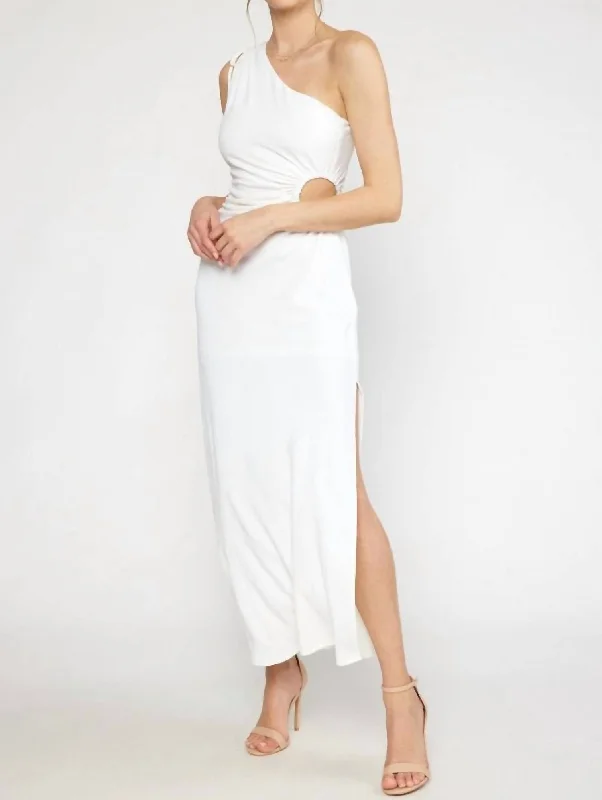 Formal Garments For Women Last Chance Sale Single Shoulder Maxi Dress In Off White