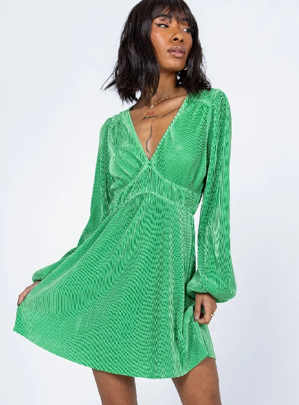 Women's Formal Event Outfit Milan Long Sleeve Mini Dress Green