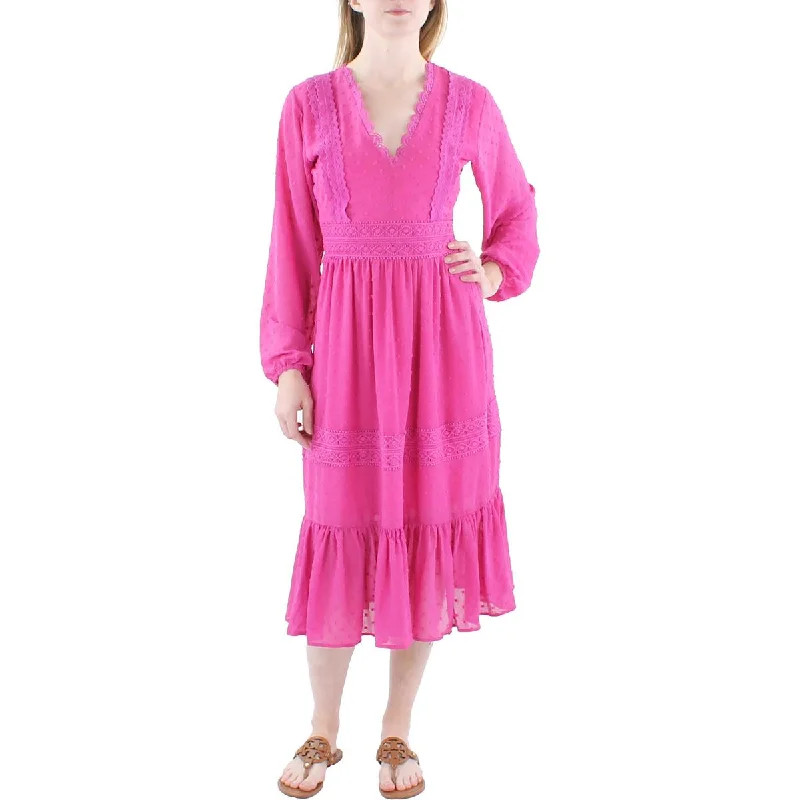 High-Fashion Women's Clothing Save on Inspired Styles Womens Applique Cotton Midi Dress