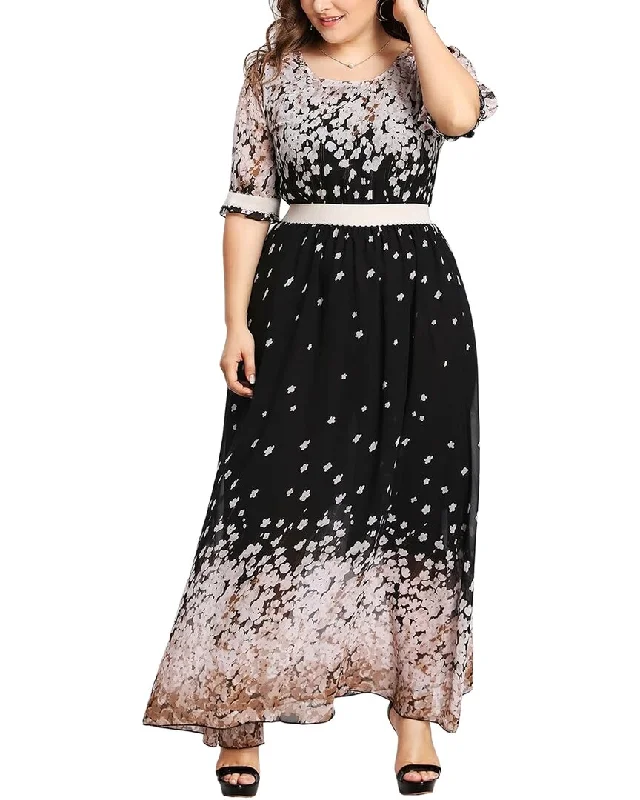 Women's Trendy Apparel Vintage Retro Party Wear Monica Fashion Maxi Dress