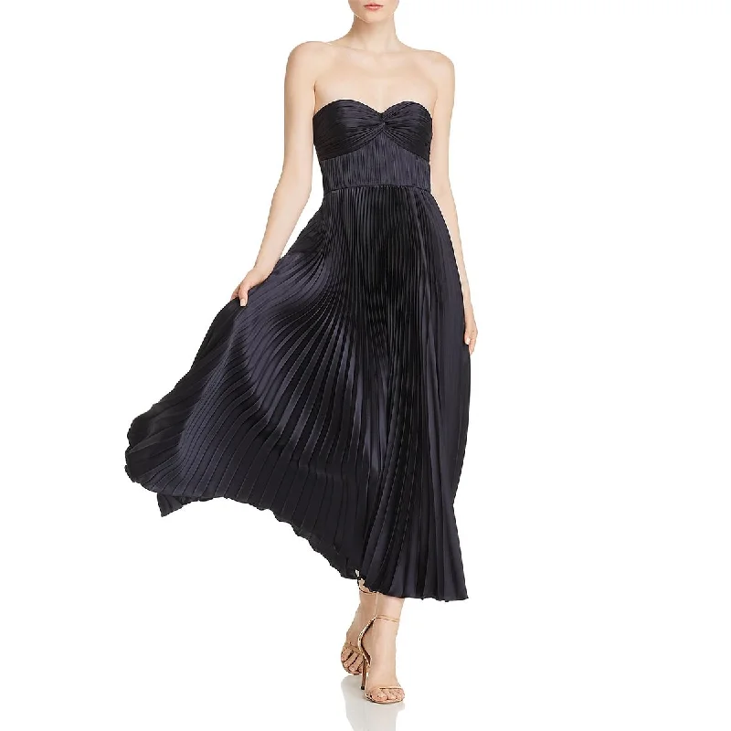 Women's Stylish Casual Garments Parisian Effortless Chic Style Belle Womens Plated Strapless Maxi Dress