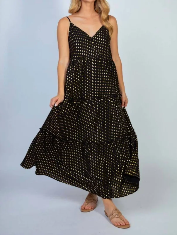 Stylish Women's Garments Summer Splash Sale Dottie Maxi Dress In Black/gold