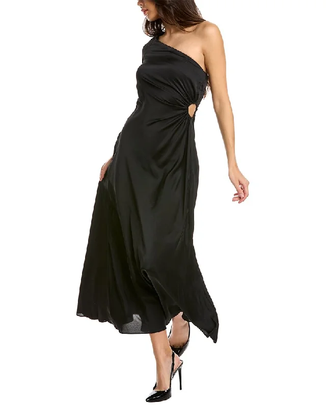 Stylish Women's Outerwear Apparel Disco - Inspired Retro Dance Look Gabby Skye One-Shoulder Maxi Dress