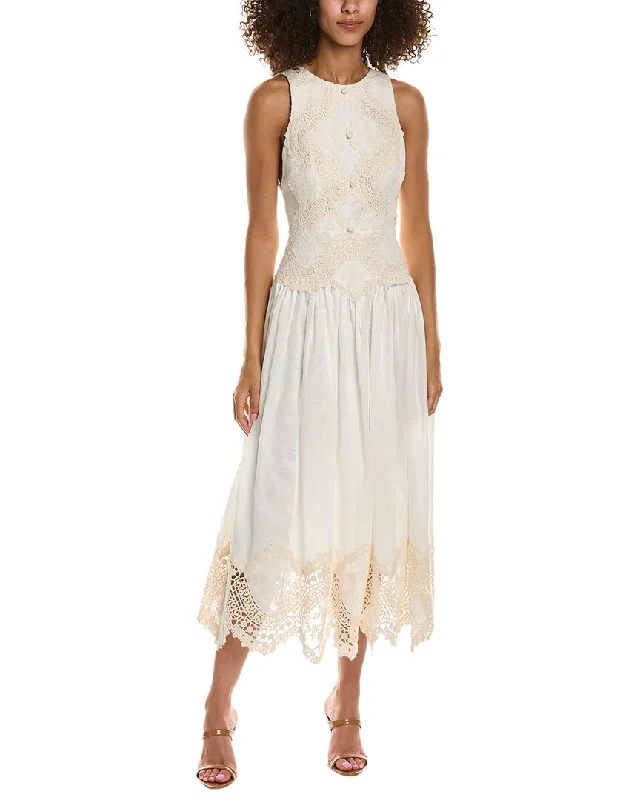 Women's Activewear Apparel Fashion-Forward Style Zimmermann Lace Linen Midi Dress