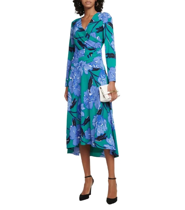 Fashionable Women's Casual Apparel Limited - Time Bundle Feronia Dress In Floral Emerald