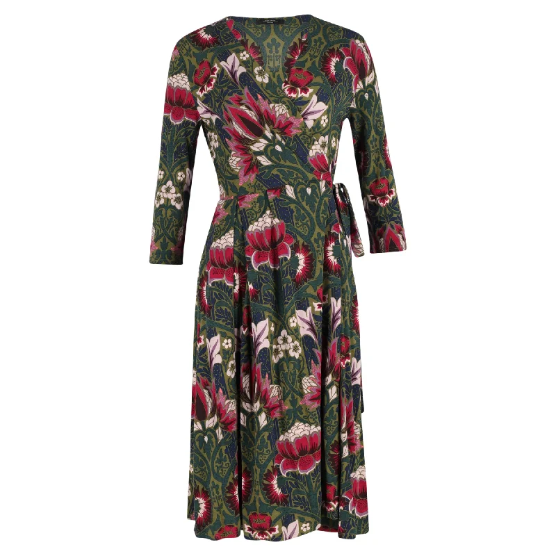 Women's Comfortable Lounge Garments Classic Charm Max Mara Weekend Oxiria William Morris Floral Jersey Midi Wrap Dress in Multicolor Viscose