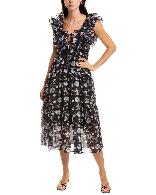 Women's Clothing Apparel Graceful Movement Beulah Tie-Front Midi Dress