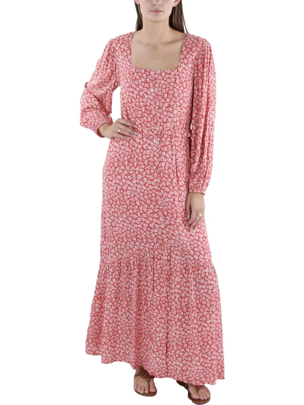 Women's Vacation Garments Elegant Details Womens Floral Print Tea Length Maxi Dress