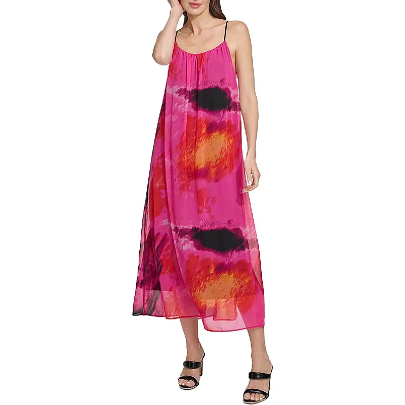 Women's Clothing Sets Holiday Sale Womens Chiffon Printed Midi Dress