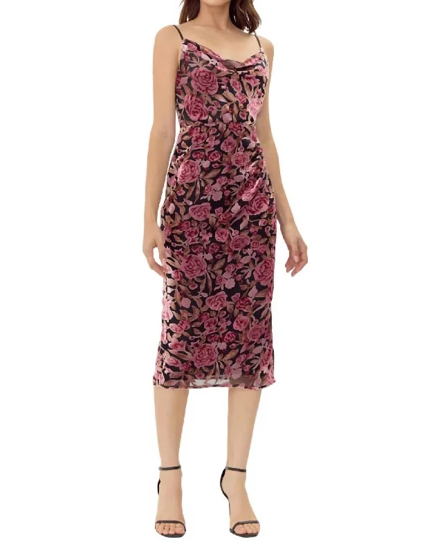 Women's Fashionable Attire For Work Luxe Layering Vie Burnout Midi Dress In Pink Multi