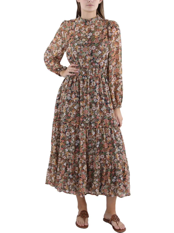 Women's Outerwear Garments Celebrate with Big Savings Womens Floral Print Tea Length Maxi Dress