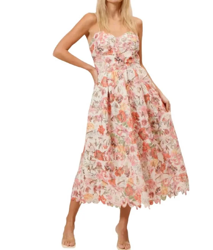 Women's Floral Print Outfit Effortless Sophistication Mona Lace Dress In Floral