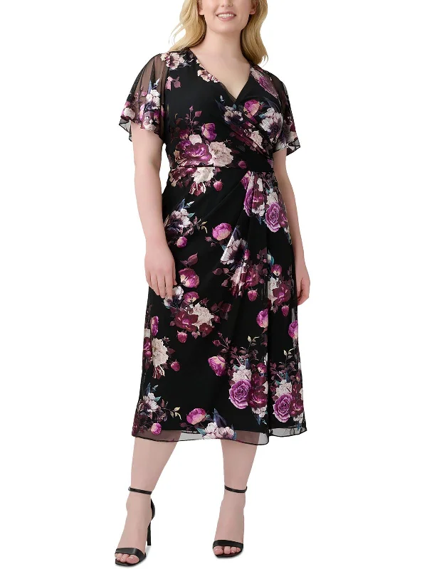 Tailored Clothing For Women Feminine Soft - Hued Styles Womens Foiled Floral Cocktail And Party Dress