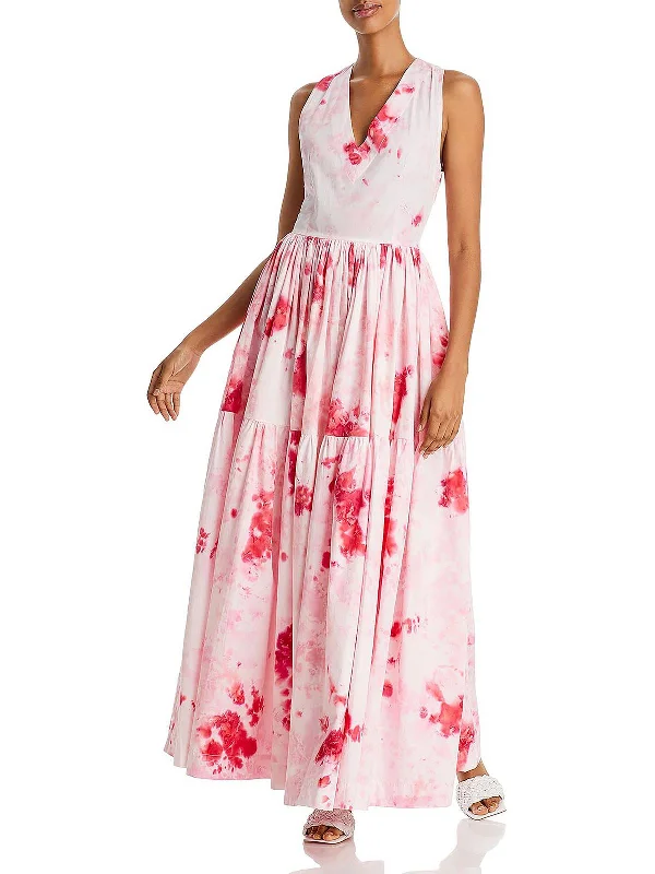 Timeless Women's Outfit Alluring Design Womens Poplin Tie-Dye Maxi Dress