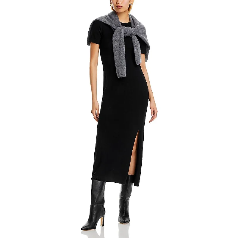 Women's Effortless Casual Outfit Now on Sale for Chic Urban Styles Womens Crewneck Slit Midi Dress