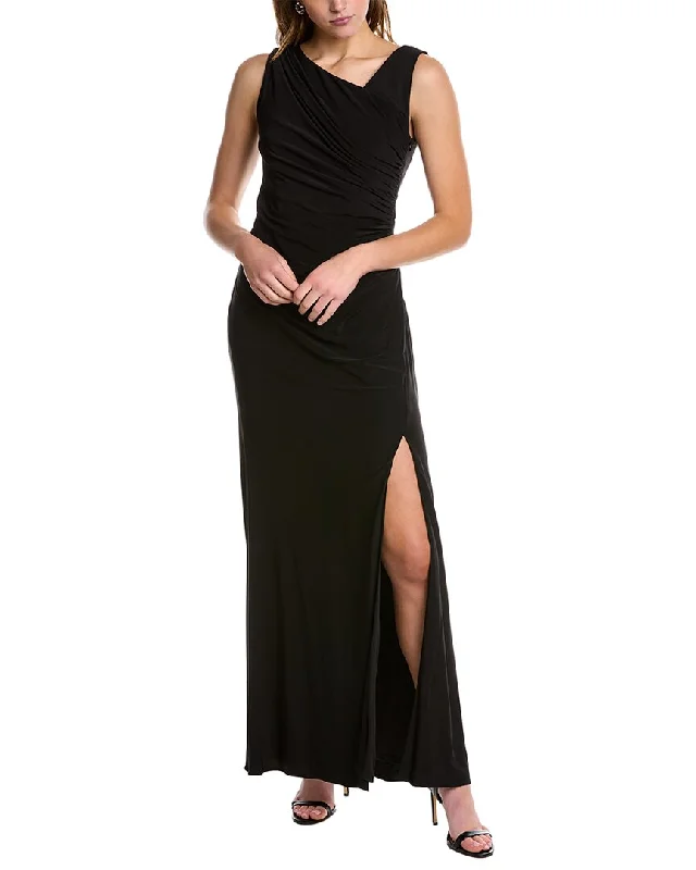 Charming Women's Holiday Apparel Y2K Nostalgic Fashion Look Adrianna Papell Ruched Maxi Dress