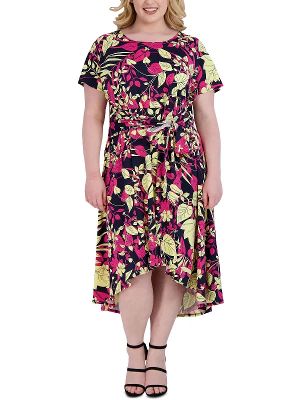 Women's Everyday Garments Charming Silhouette Plus Womens Printed High-Low Midi Dress